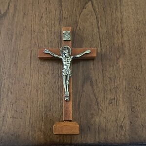 Wooden Crucifix with Golden Accents